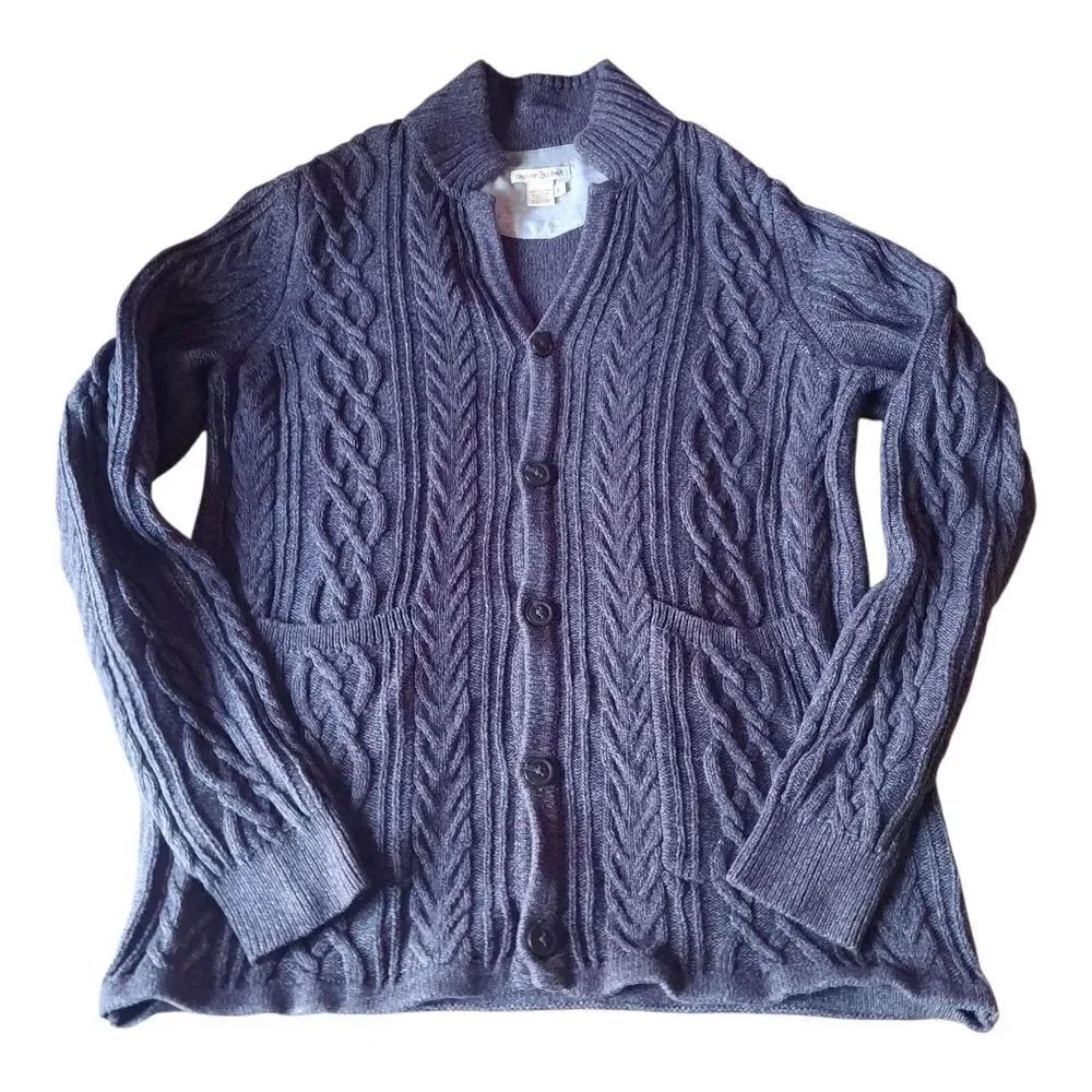 Carbon2Cobalt Cable Knit Cardigan - Blue